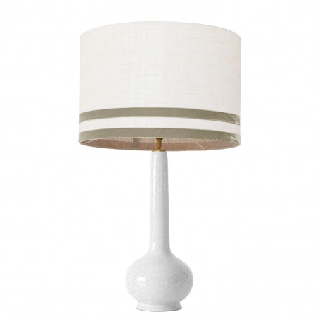 1779 -  Lamp and Svel White Linen Shade with velvet stripes (75cm height)