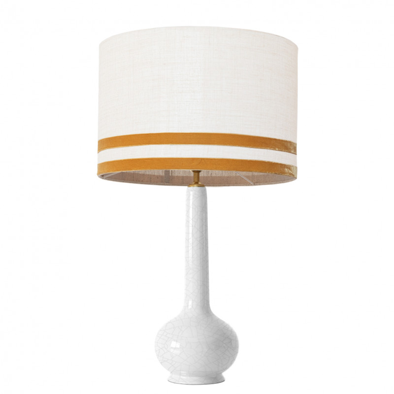 1779 -  Lamp and Svel White Linen Shade with velvet stripes (75cm height)