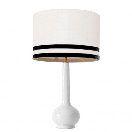 1779 -  Lamp and Svel White Linen Shade with velvet stripes (75cm height)