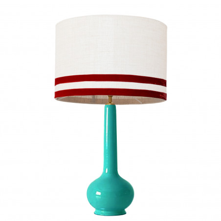 1779 - Lamp and Svel White Linen Shade with velvet stripes (75cm height)