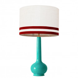 1779 -  Lamp and Svel White Linen Shade with velvet stripes (75cm height)