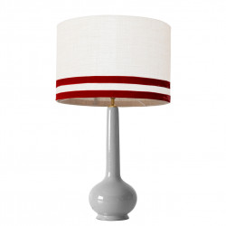 1779 -  Lamp and Svel White Linen Shade with velvet stripes (75cm height)