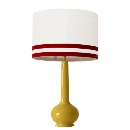 1779 -  Lamp and Svel White Linen Shade with velvet stripes (75cm height)