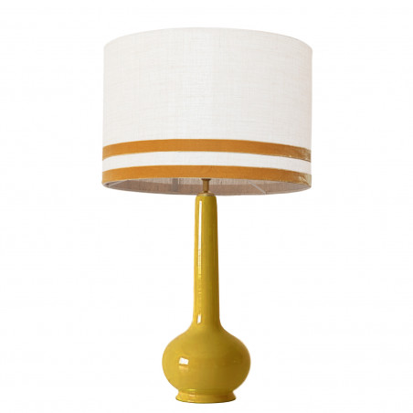 1779 - Lamp and Svel White Linen Shade with velvet stripes (75cm height)