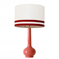 1779 -  Lamp and Svel White Linen Shade with velvet stripes (75cm height)