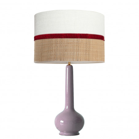 1779 - Lamp and Sack, Raffia and velvet strip (75cm height)