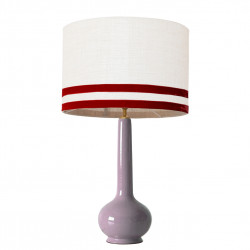 1779 -  Lamp and Svel White Linen Shade with velvet stripes (75cm height)