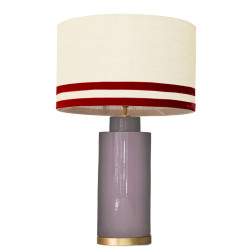 1727 - Lamp and Svel Toasted Linen Shade with velvet stripes(67cm height) Gold base flat design.