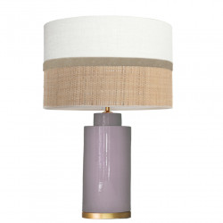 1728 - Lamp and Sack, Velvet and Raffia Shade (61cm height) Gold base flat design.