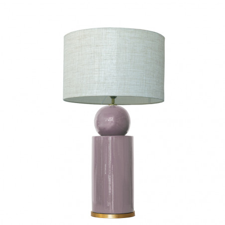 1838 - Ceramic lamp, Linen style shade and gold coloured base (67cm height)