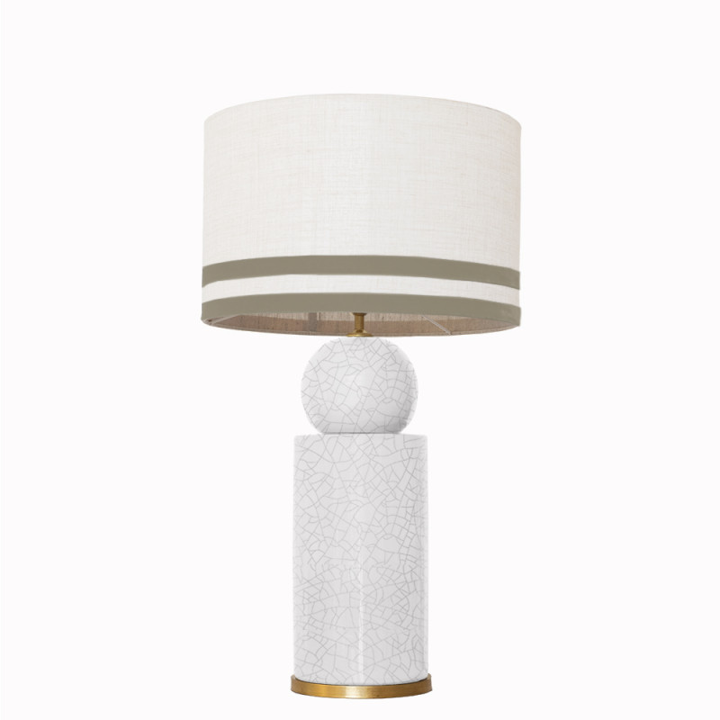 1838 - Lamp and Linen Svel White Shade, velvet, gold base (67cm height).