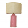 1728 - Small lamp, Linen style shade and gold coloured base (61cm height)