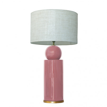 1837 - Lamp and Linen Shade (77cm height) Gold base flat design.