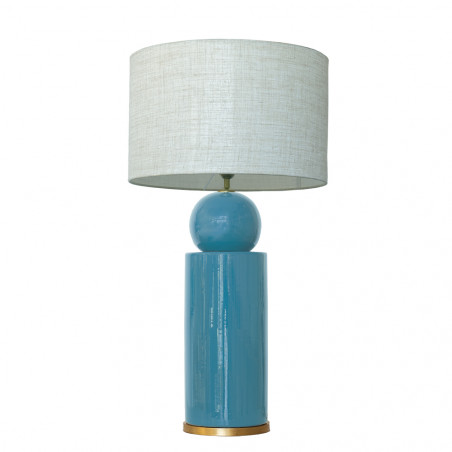 1837 - Lamp and Linen Shade (77cm height) Gold base flat design.