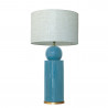 1837 - Lamp and Linen Shade (77cm height) Gold base flat design.