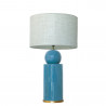 1838 - Ceramic lamp, Linen style shade and gold coloured base (67cm height)