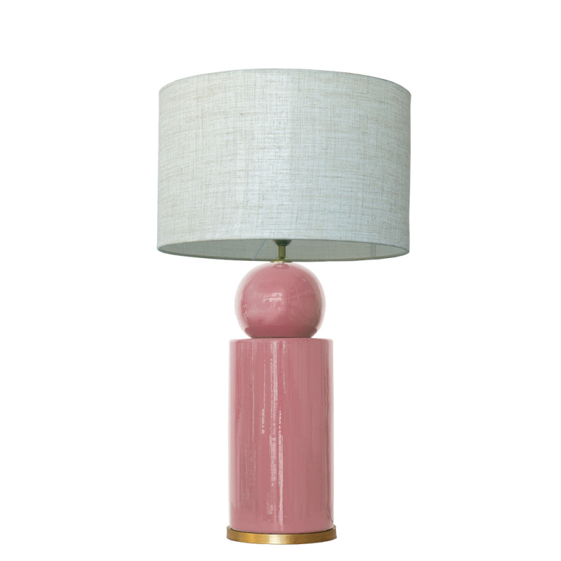 1838 - Ceramic lamp, Linen style shade and gold coloured base (67cm height)