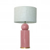 1838 - Ceramic lamp, Linen style shade and gold coloured base (67cm height)