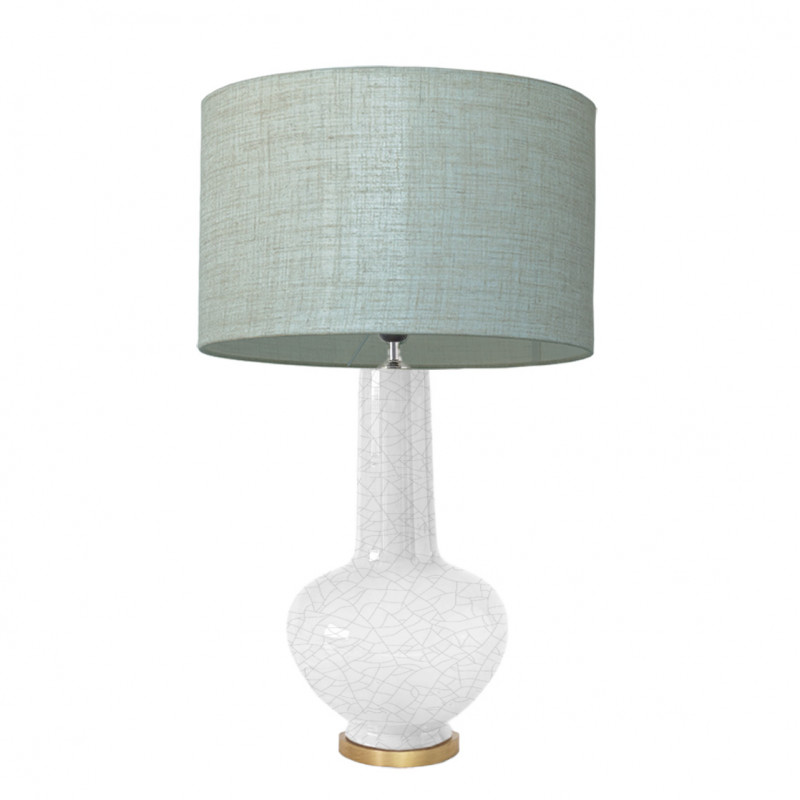 1729 - Lamp and Linen style shade and golden base (75cm height)