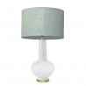 1729 - Lamp and Linen style shade and golden base (75cm height)