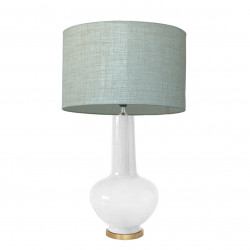 1729 - Lamp and Linen style shade and golden base (75cm height)