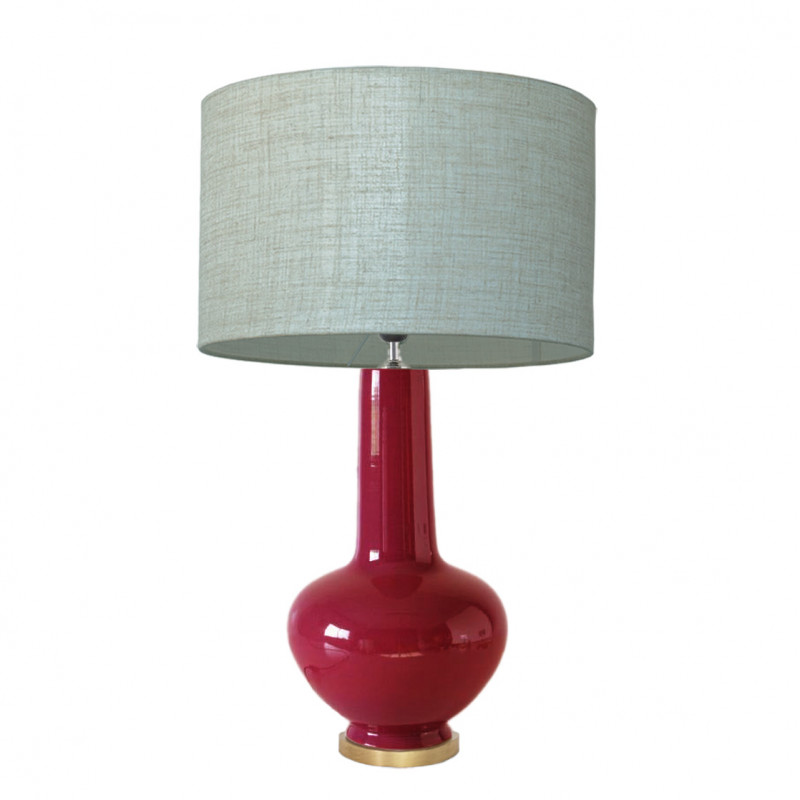 1729 - Lamp and Linen style shade and golden base (75cm height)