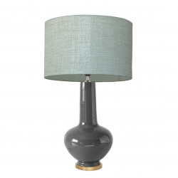 1729 - Lamp and Linen style shade and golden base (75cm height)