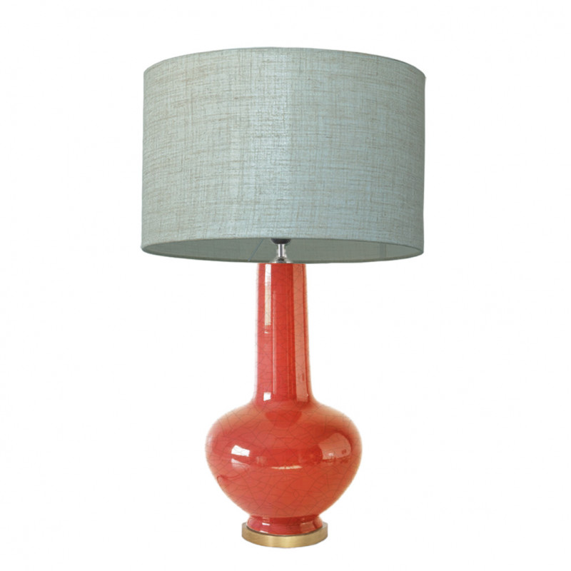 1729 - Lamp and Linen style shade and golden base (75cm height)