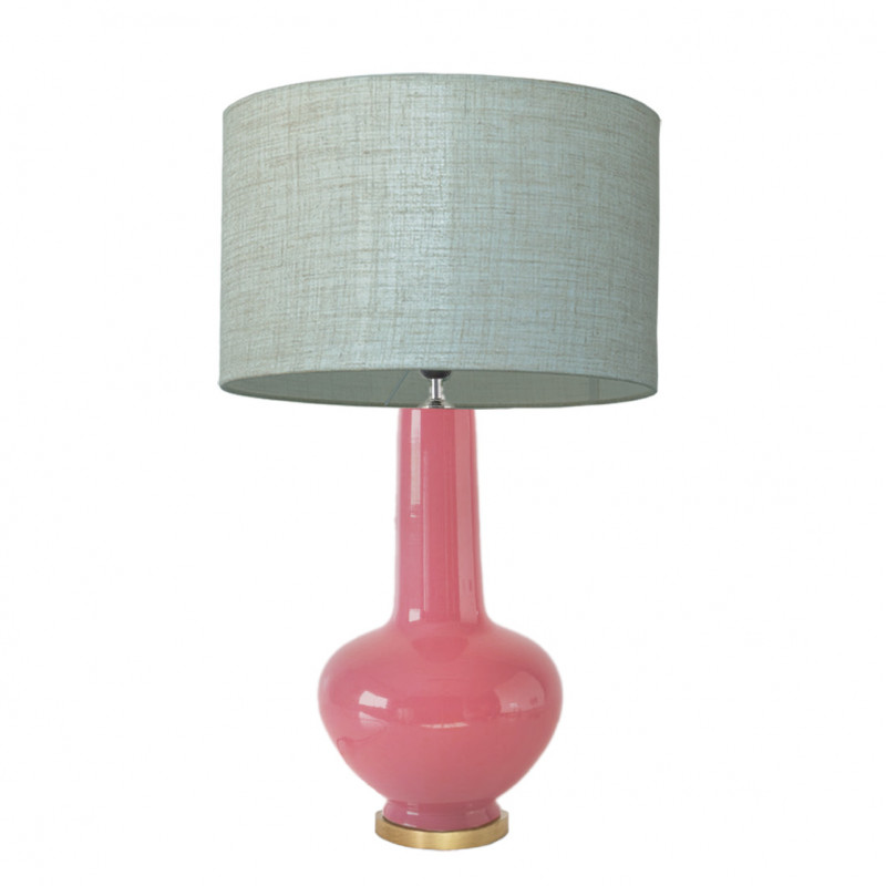 1729 - Lamp and Linen style shade and golden base (75cm height)