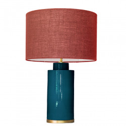 1728 - Small lamp and Saco style shade with a golden base (61 cm height)