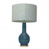 1763 - Lamp with a golden base and Linen Shade (65cm height)