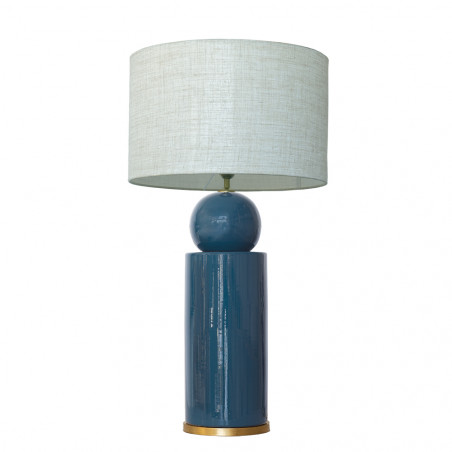 1837 - Lamp and Linen Shade (77cm height) Gold base flat design.