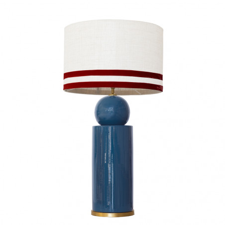 1837 - Lamp and Linen Svel White Shade, velvet, gold base (77cm height).