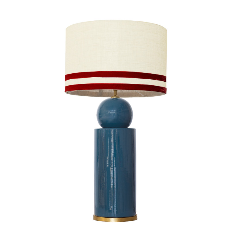 1837 - Lamp and Linen Svel Toasted Shade, velvet, gold base (77cm height).