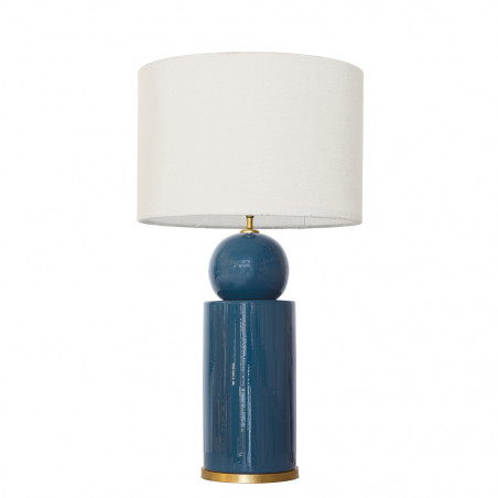 1838 - Ceramic lamp, sack style shade and gold coloured base (67cm height)