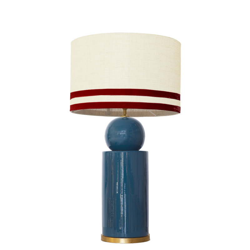 1838 - Lamp and Linen Svel Toasted Shade, velvet, gold base (67cm height).