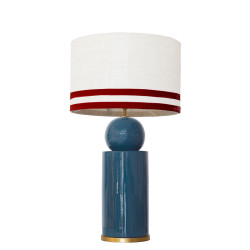 1838 - Lamp and Linen Svel White Shade, velvet, gold base (67cm height).