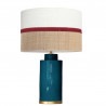 1728 - Lamp and Sack, Velvet and Raffia Shade (61cm height) Gold base flat design.