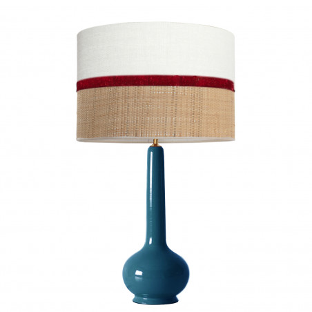 1779 - Lamp and Sack, Raffia and velvet strip (75cm height)