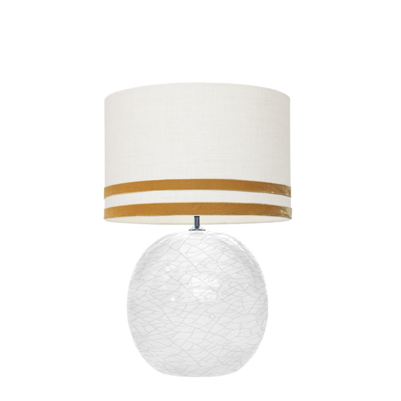 1709 -  Lamp and Svel White Linen Shade with velvet stripes (56cm height)