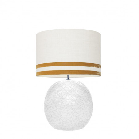 1709 -  Lamp and Svel White Linen Shade with velvet stripes (56cm height)