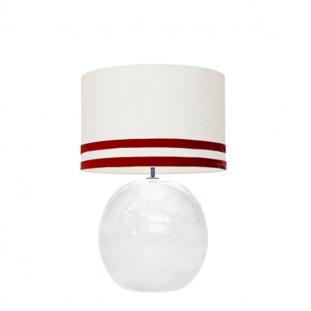 1709 - Lamp and Svel White Linen Shade with velvet stripes (56cm height)
