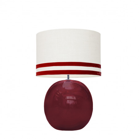 1709 - Lamp and Svel White Linen Shade with velvet stripes (56cm height)