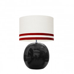 1709 -  Lamp and Svel White Linen Shade with velvet stripes (56cm height)