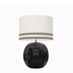 1709 -  Lamp and Svel White Linen Shade with velvet stripes (56cm height)