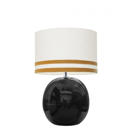 1709 - Lamp and Svel White Linen Shade with velvet stripes (56cm height)