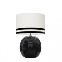 1709 -  Lamp and Svel White Linen Shade with velvet stripes (56cm height)