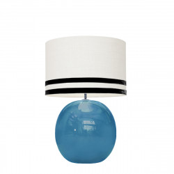 1709 -  Lamp and Svel White Linen Shade with velvet stripes (56cm height)