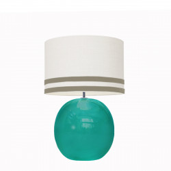 1709 -  Lamp and Svel White Linen Shade with velvet stripes (56cm height)