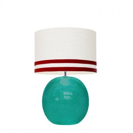 1709 - Lamp and Svel White Linen Shade with velvet stripes (56cm height)